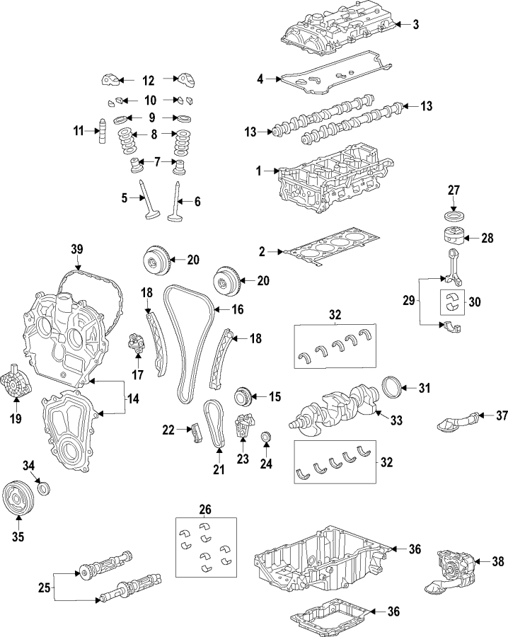 Diagram Camshaft & timing. Crankshaft & bearings. Cylinder head & valves. Lubrication. Mounts. Pistons. Rings & bearings. for your 2005 Chevrolet Tahoe    