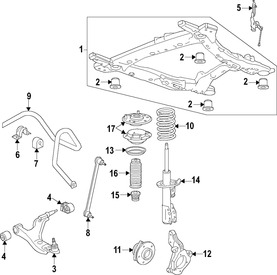 Diagram Front suspension. Lower control arm. Ride control. Stabilizer bar. Suspension components. for your 2016 GMC Sierra 2500 HD 6.6L Duramax V8 DIESEL A/T 4WD Base Extended Cab Pickup Fleetside 