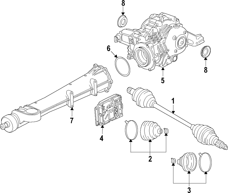 Diagram REAR AXLE. DIFFERENTIAL. DRIVE AXLES. PROPELLER SHAFT. for your 2004 GMC Sierra 2500 HD 6.6L Duramax V8 DIESEL M/T 4WD SLT Crew Cab Pickup 