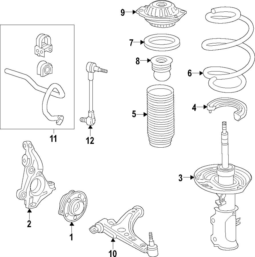 Diagram FRONT SUSPENSION. LOWER CONTROL ARM. RIDE CONTROL. STABILIZER BAR. SUSPENSION COMPONENTS. for your 2012 GMC Sierra 2500 HD 6.0L Vortec V8 A/T RWD WT Standard Cab Pickup 