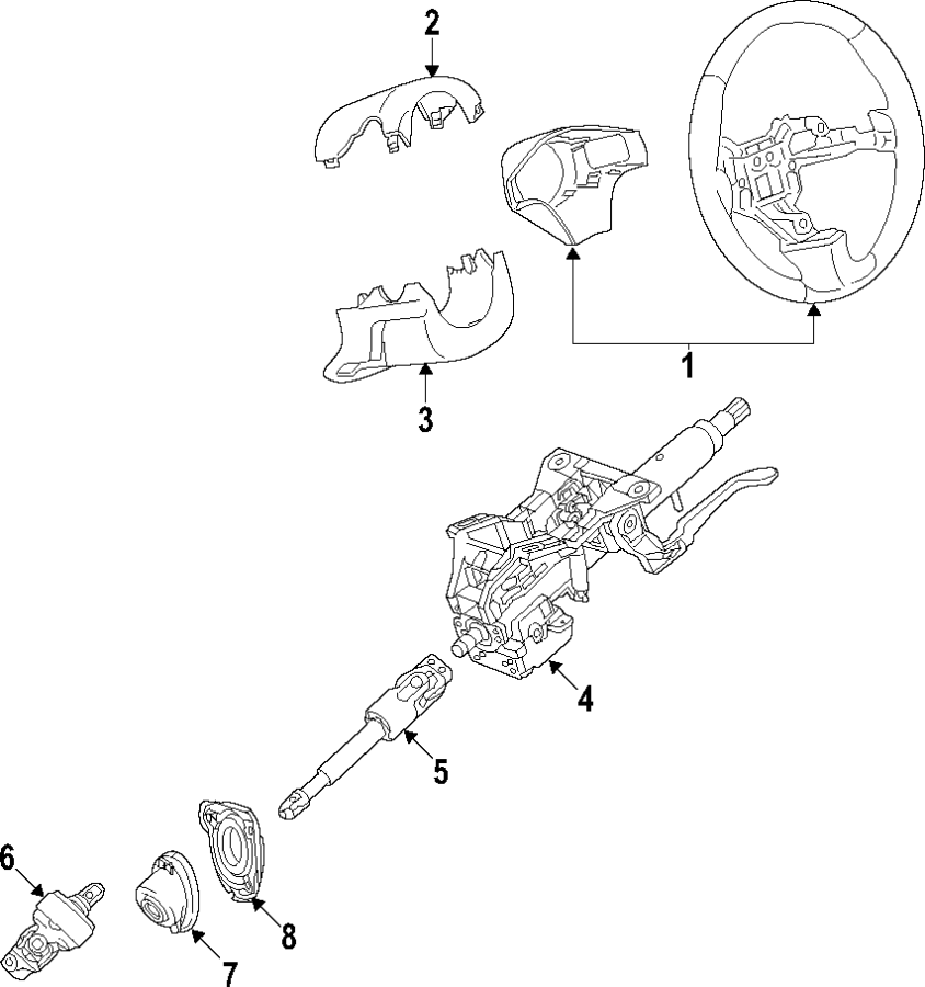 Diagram STEERING COLUMN. STEERING WHEEL. for your 2005 Chevrolet Trailblazer   