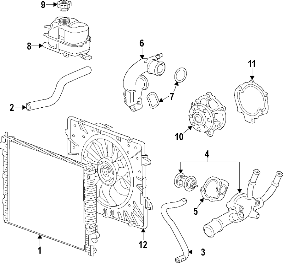 Diagram COOLING SYSTEM. COOLING FAN. RADIATOR. WATER PUMP. for your 2014 Buick LaCrosse   