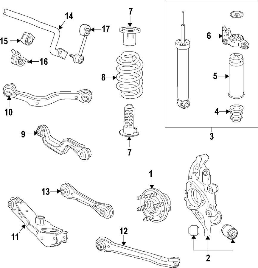 Diagram Rear suspension. Suspension components. for your 2011 GMC Sierra 2500 HD 6.6L Duramax V8 DIESEL A/T RWD WT Extended Cab Pickup Fleetside 