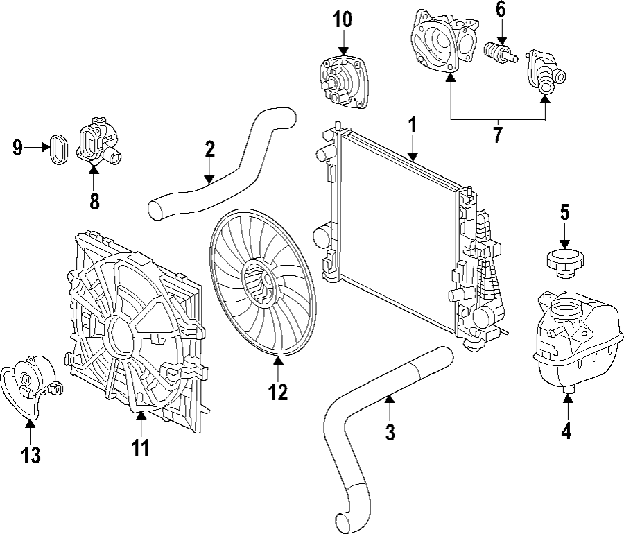 Diagram Cooling system. Cooling fan. Radiator. for your 2018 Chevrolet Equinox   