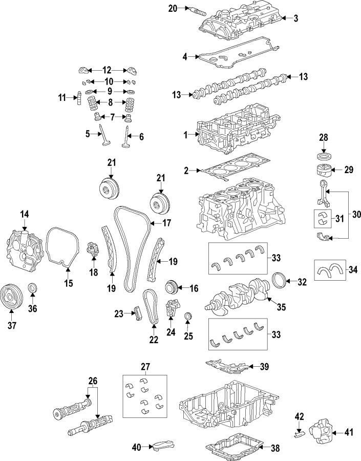 33Camshaft & timing. Crankshaft & bearings. Cylinder head & valves. Lubrication. Mounts. Pistons. Rings & bearings.https://images.simplepart.com/images/parts/motor/fullsize/ZD9030.png