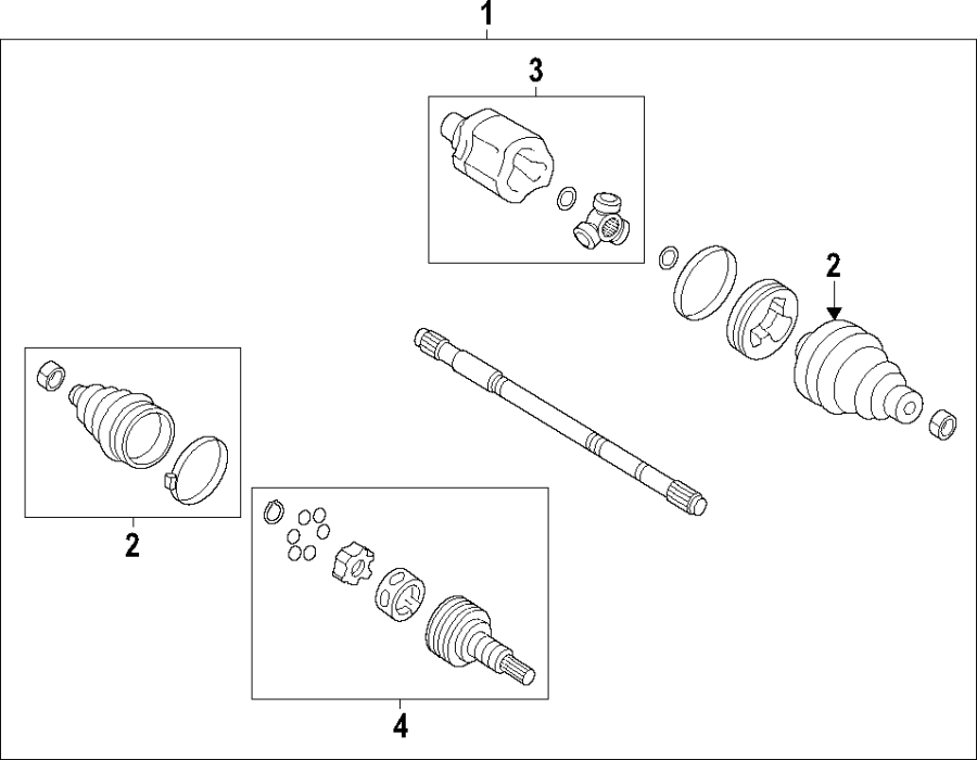 Diagram Drive axles. Front axle. Propeller shaft. for your 2004 GMC Sierra 2500 HD 8.1L Vortec V8 M/T 4WD SLE Standard Cab Pickup Fleetside 