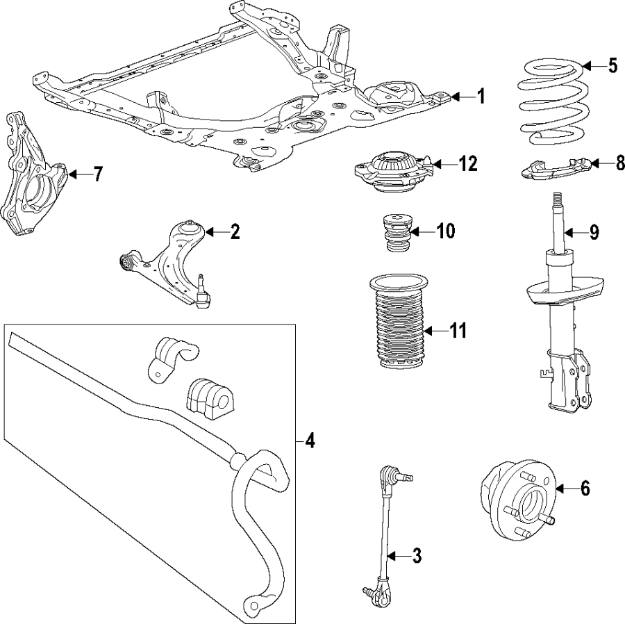 Diagram Front suspension. Stabilizer bar. Suspension components. for your 2002 GMC Sierra 2500 HD  Base Standard Cab Pickup Fleetside 