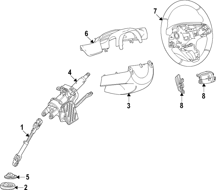 Diagram Steering column. Steering wheel. for your 2022 Chevrolet Silverado 1500 LT Crew Cab Pickup Fleetside 2.7L A/T 4WD 