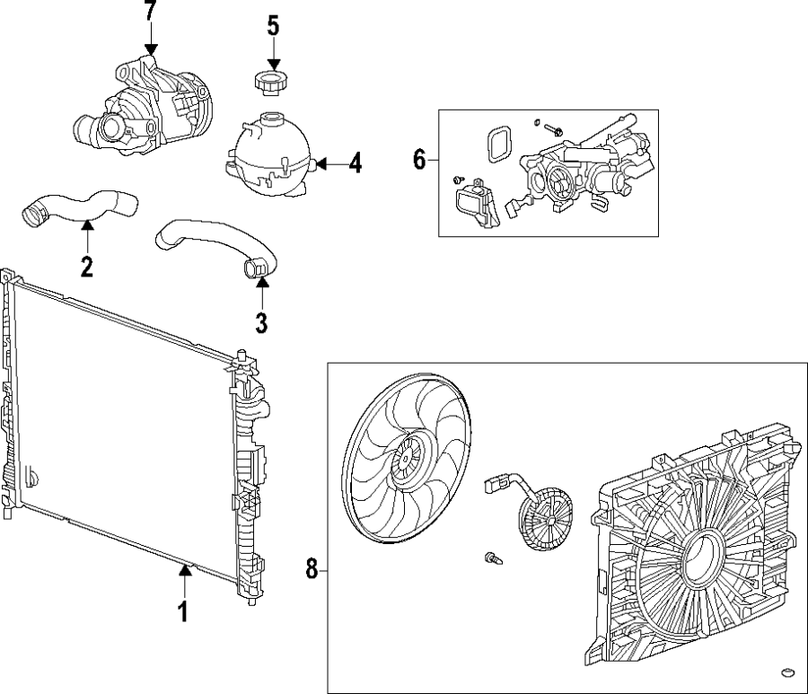 8Cooling system. Cooling fan. Radiator. Water pump.https://images.simplepart.com/images/parts/motor/fullsize/ZE3020.png