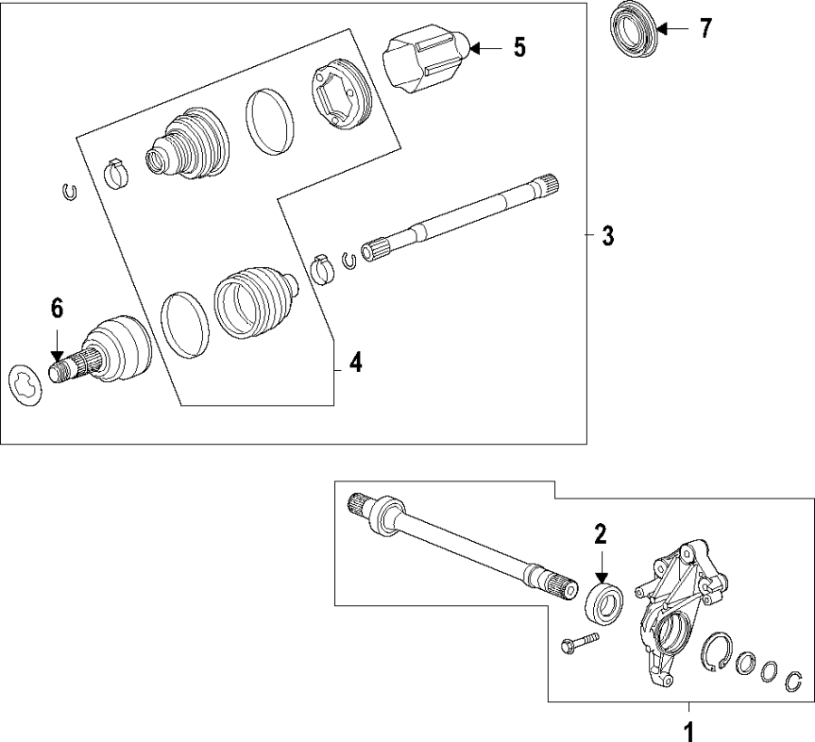 Diagram Drive axles. Axle shafts & joints. Front axle. for your 2012 GMC Sierra 2500 HD 6.6L Duramax V8 DIESEL A/T 4WD SLE Crew Cab Pickup Fleetside 