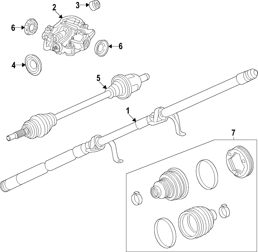 Diagram Rear axle. Axle shafts & joints. Differential. Drive axles. Propeller shaft. for your 2005 Chevrolet Suburban 2500 LS Sport Utility 8.1L Vortec V8 A/T RWD 