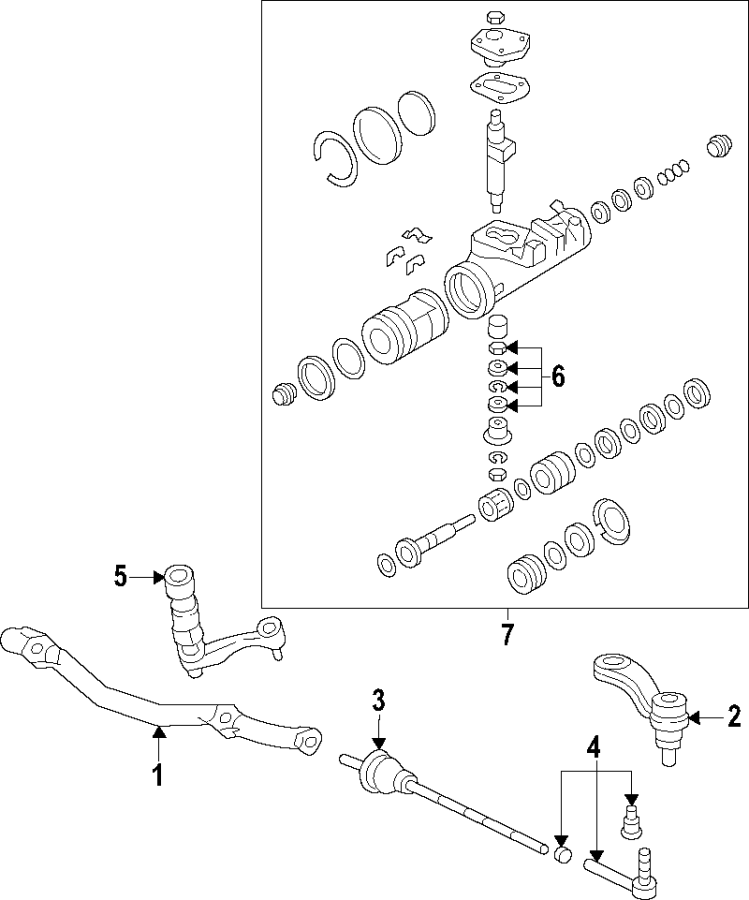 P/S pump & hoses. Steering gear & linkage.