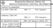 71228616912 Emission Label