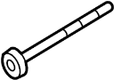Bolt. Tensioner. Pulley. Belt. A threaded rod with a.
