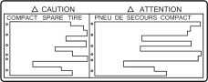 Image of Label. Tire. Spare. Caution. An information Label. image for your 2020 Toyota Camry   