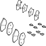 Image of Disc Brake Pad Set (Front). A set of disc brake pads. image for your 2008 Toyota Highlander  Hybrid Limited Sport Utility 