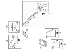 Hose. Engine. Coolant. Assembly - A. T. Outlet. Pipe. (Front). Hoses carries permanent.