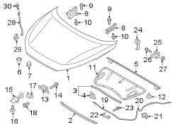 Diagram HOOD & COMPONENTS. for your Hyundai