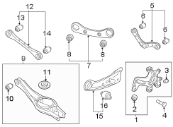 Diagram Rear suspension. Suspension components. for your Hyundai