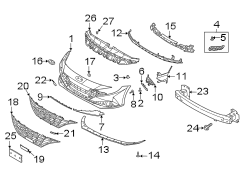 Diagram Front bumper & grille. Bumper & components. for your Hyundai