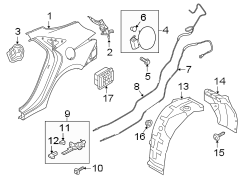 Diagram Quarter panel & components. for your 2012 Hyundai Sonata