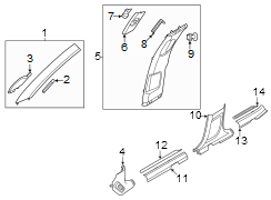 Image of Door Pillar Post Trim Set (Right, Lower) image for your 2012 Hyundai Equus   