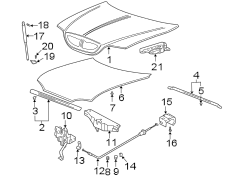 Diagram HOOD & GRILLE. HOOD & COMPONENTS. for your 2017 Hyundai Accent SE Hatchback