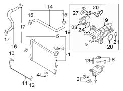 Diagram Radiator & components. for your Hyundai