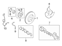 Diagram FRONT SUSPENSION. BRAKE COMPONENTS. for your 2013 Hyundai Santa Fe Sport Base Sport Utility