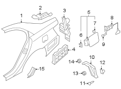 Diagram QUARTER PANEL & COMPONENTS. for your 2014 Hyundai Tucson Limited 2.4L Theta II AWD