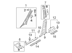 Diagram PILLARS. ROCKER & FLOOR. INTERIOR TRIM. for your 2006 Hyundai Tucson