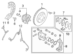 Diagram FRONT SUSPENSION. BRAKE COMPONENTS. for your Hyundai