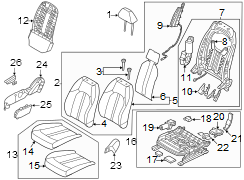 Diagram Seats & tracks. Passenger seat components. for your Hyundai