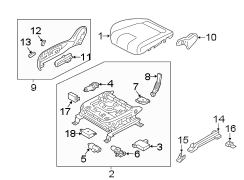 Diagram SEATS & TRACKS. PASSENGER SEAT COMPONENTS. for your Hyundai