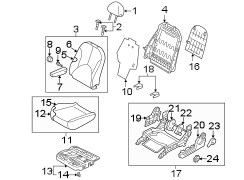 Diagram SEATS & TRACKS. FRONT SEAT COMPONENTS. for your Hyundai