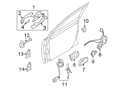 Diagram FRONT DOOR. LOCK & HARDWARE. for your Hyundai