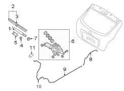 Diagram LIFT GATE. WIPER & WASHER COMPONENTS. for your 2020 Hyundai Kona Limited