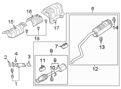 Diagram EXHAUST SYSTEM. EXHAUST COMPONENTS. for your Hyundai