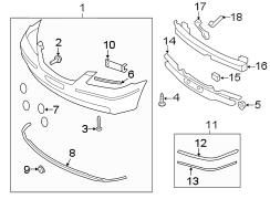 Diagram FRONT BUMPER & GRILLE. BUMPER & COMPONENTS. for your 2010 Hyundai Genesis Coupe