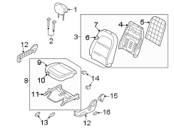 Diagram SEATS & TRACKS. PASSENGER SEAT COMPONENTS. for your Hyundai