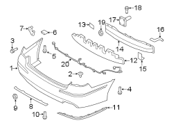 Diagram REAR BUMPER. BUMPER & COMPONENTS. for your 2021 Hyundai Venue