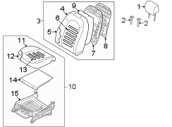 Diagram Seats & tracks. Passenger seat components. for your Hyundai