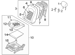 Diagram SEATS & TRACKS. DRIVER SEAT COMPONENTS. for your Hyundai