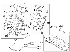 Diagram SEATS & TRACKS. REAR SEAT COMPONENTS. for your Hyundai