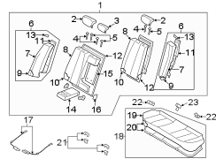 Diagram SEATS & TRACKS. REAR SEAT COMPONENTS. for your Hyundai