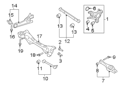 Diagram REAR SUSPENSION. SUSPENSION COMPONENTS. for your Hyundai