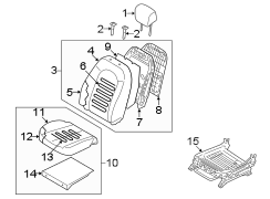 Diagram SEATS & TRACKS. PASSENGER SEAT COMPONENTS. for your Hyundai