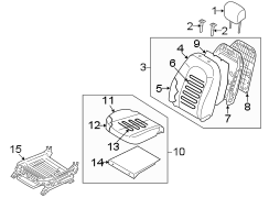 Diagram SEATS & TRACKS. DRIVER SEAT COMPONENTS. for your Hyundai