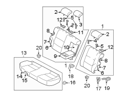 Diagram SEATS & TRACKS. REAR SEAT COMPONENTS. for your Hyundai