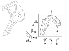 Diagram QUARTER PANEL. EXTERIOR TRIM. for your 2013 Hyundai Sonata Hybrid Limited Sedan